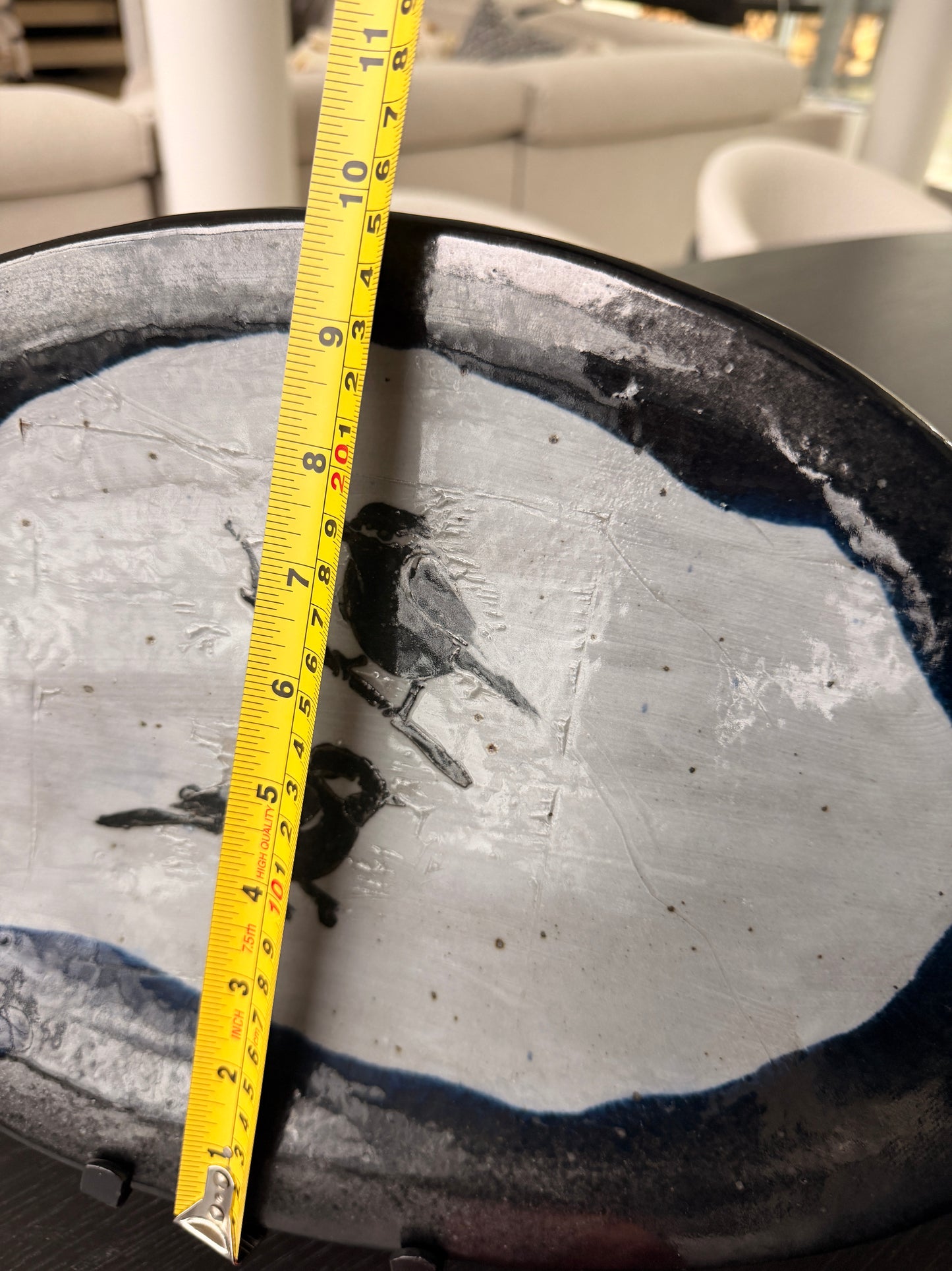 Chic handmade decorative bird plate.