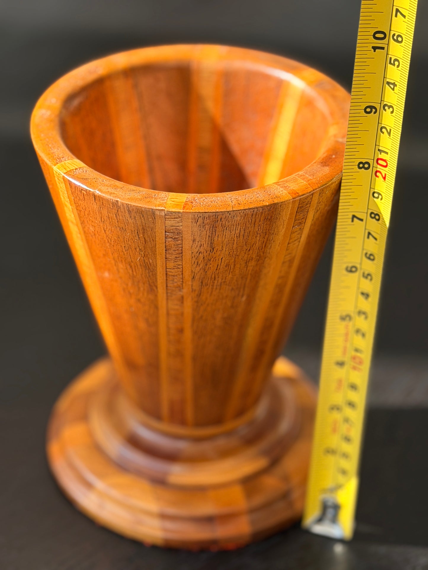 Vintage segmented wood vase.