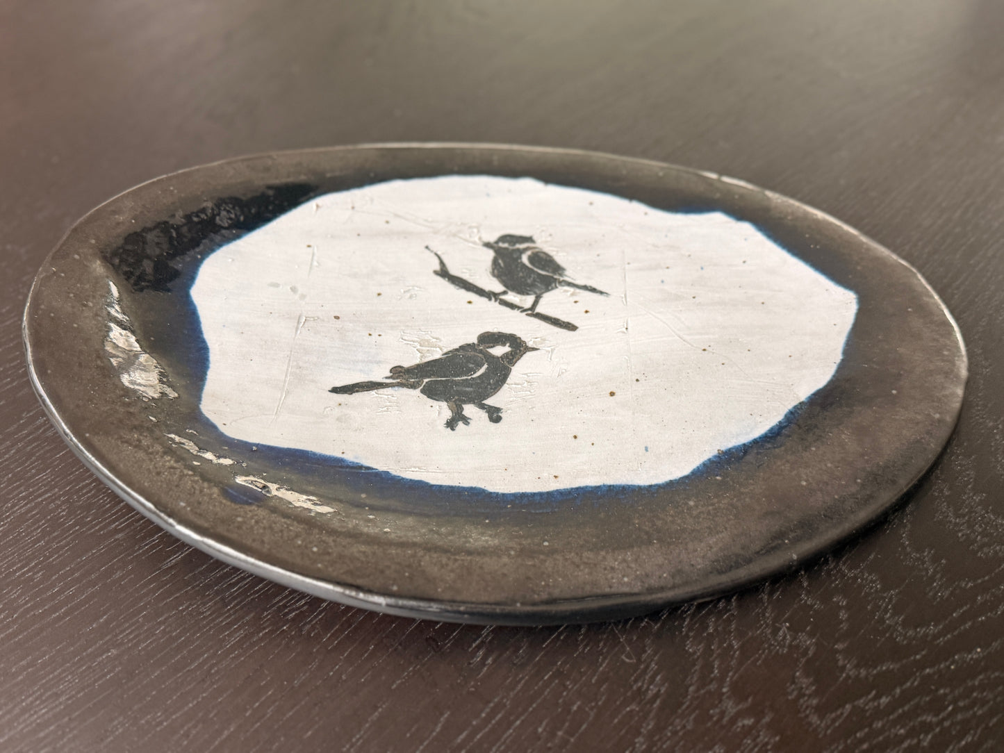 Chic handmade decorative bird plate.