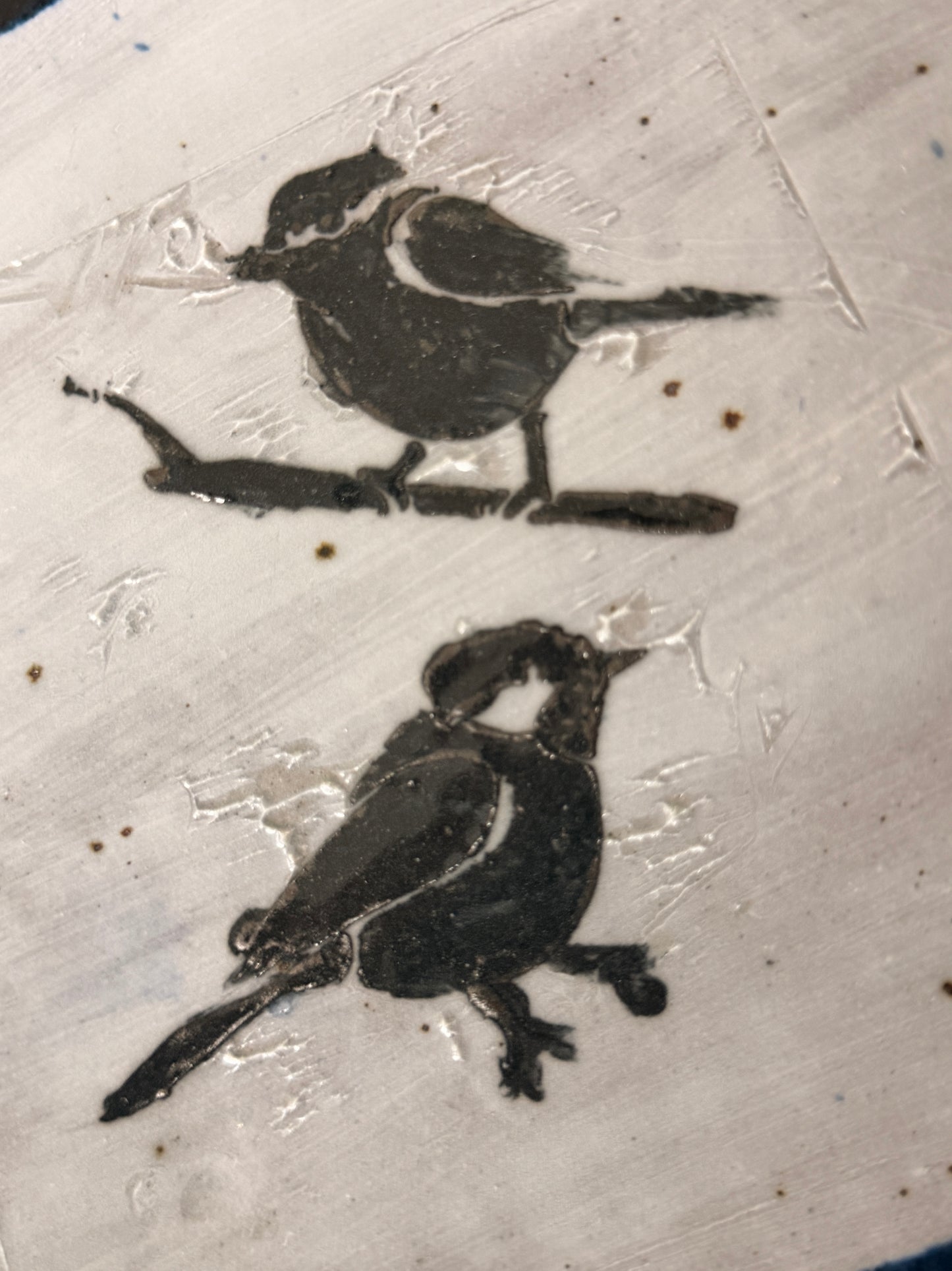 Chic handmade decorative bird plate.