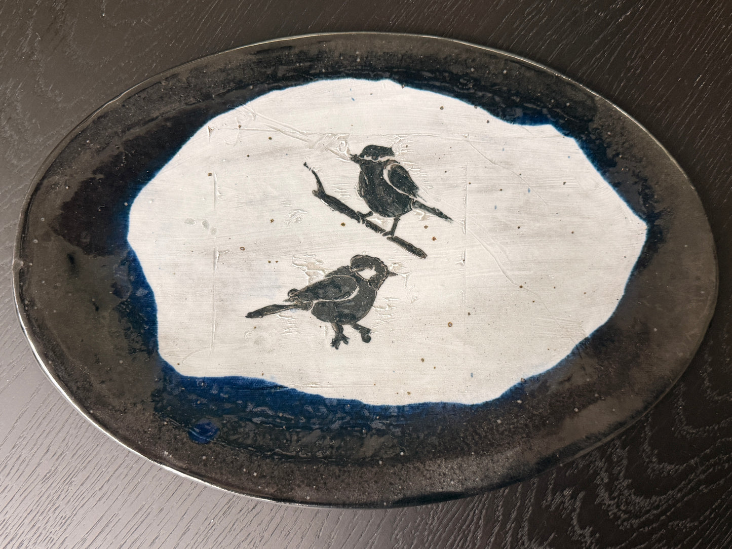 Chic handmade decorative bird plate.