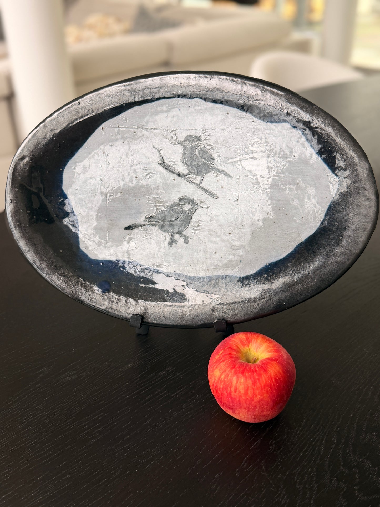 Chic handmade decorative bird plate.
