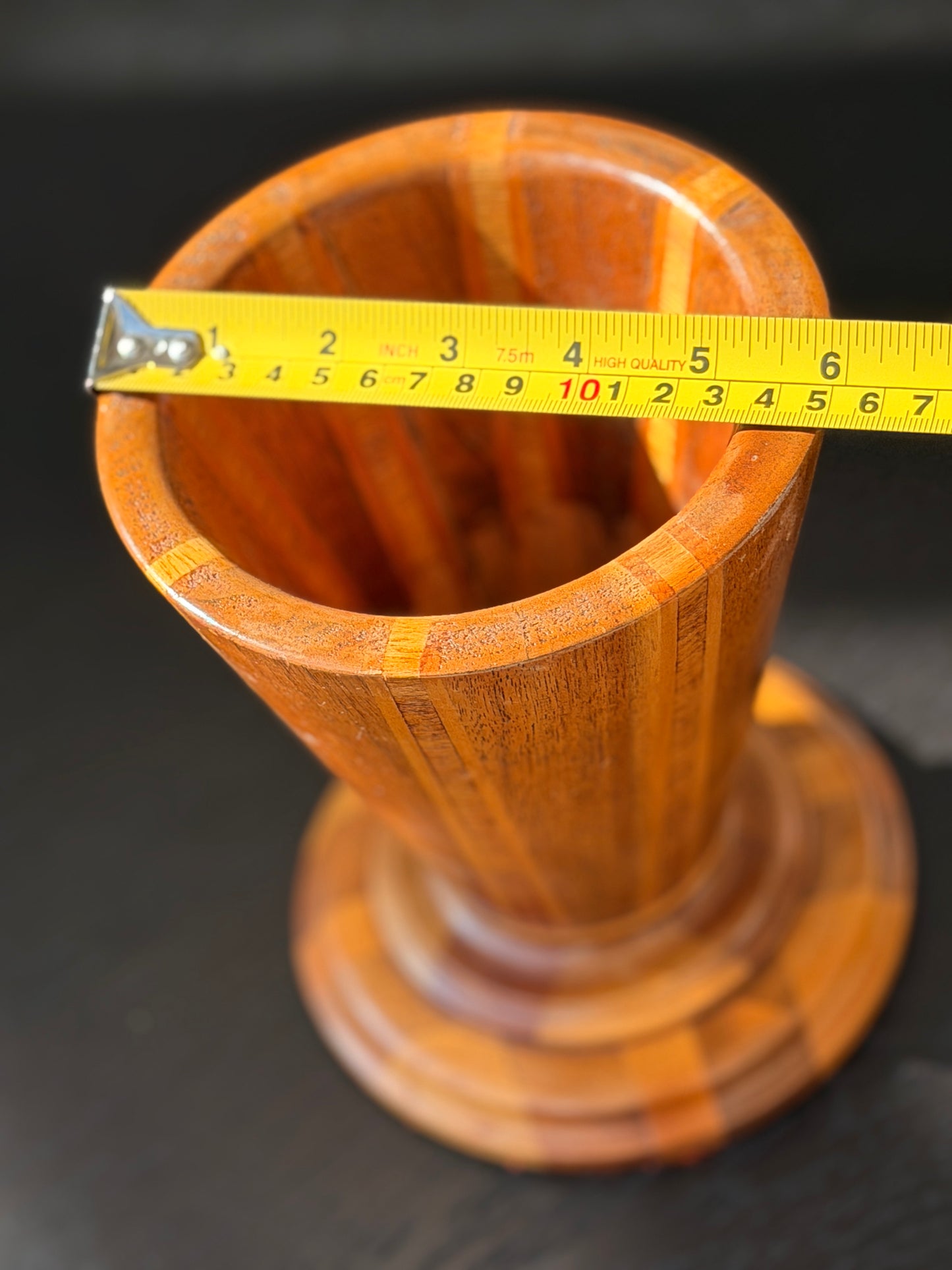 Vintage segmented wood vase.