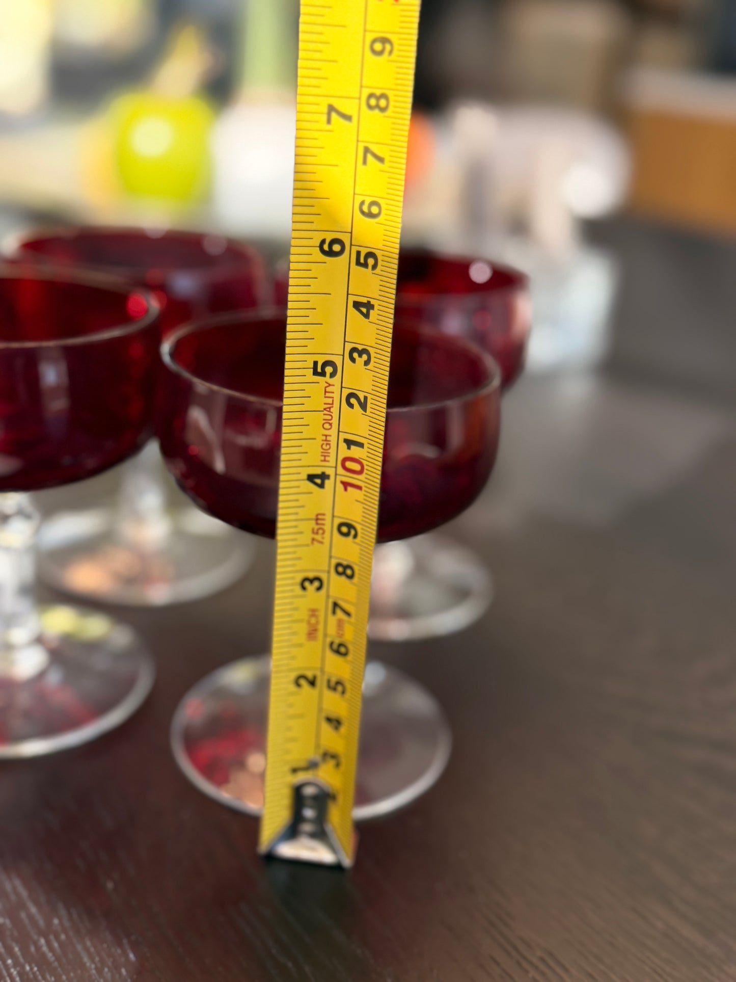 Vintage ruby red coupe cocktail glasses (set of 6)