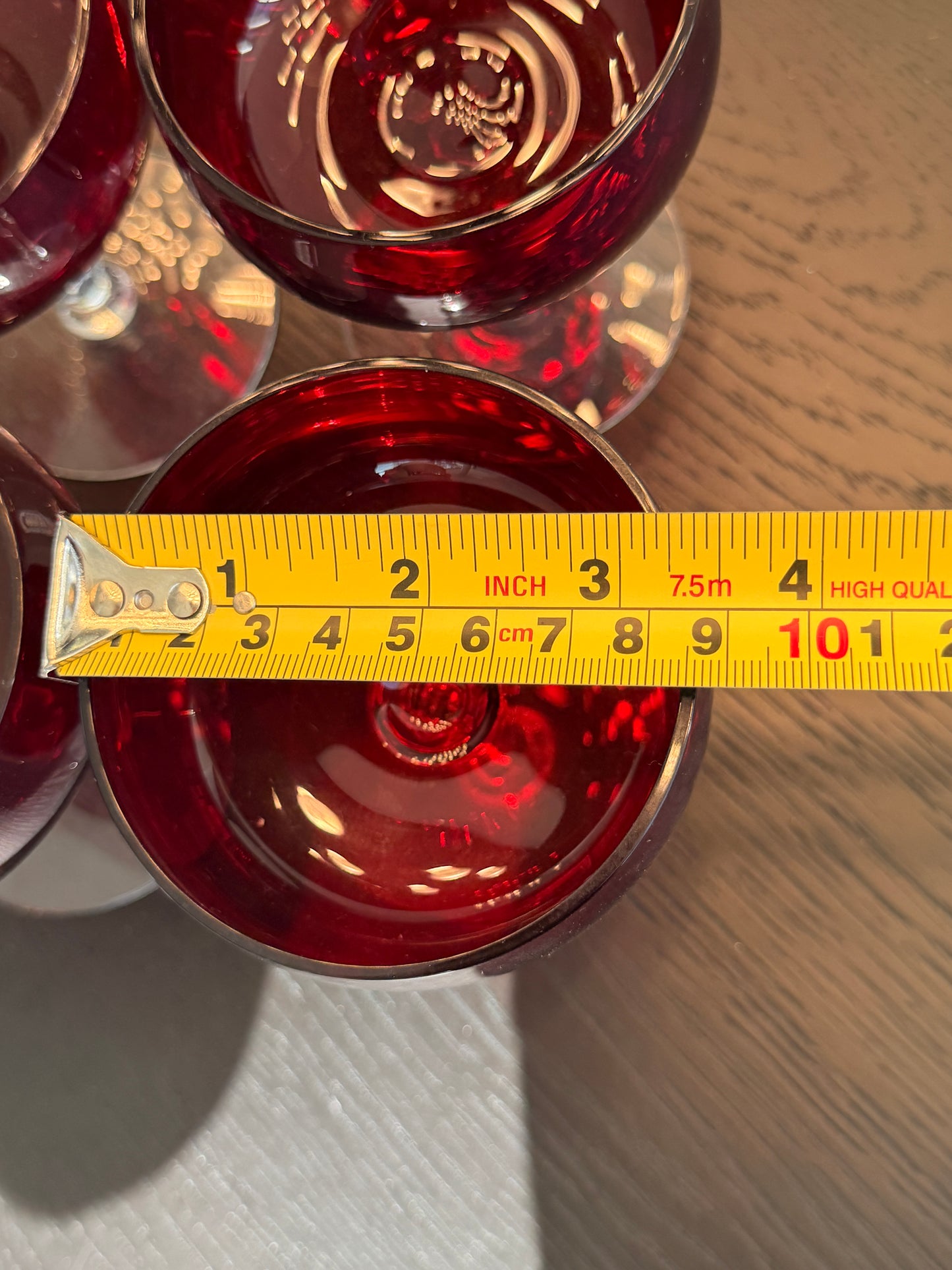 Vintage ruby red coupe cocktail glasses (set of 6)