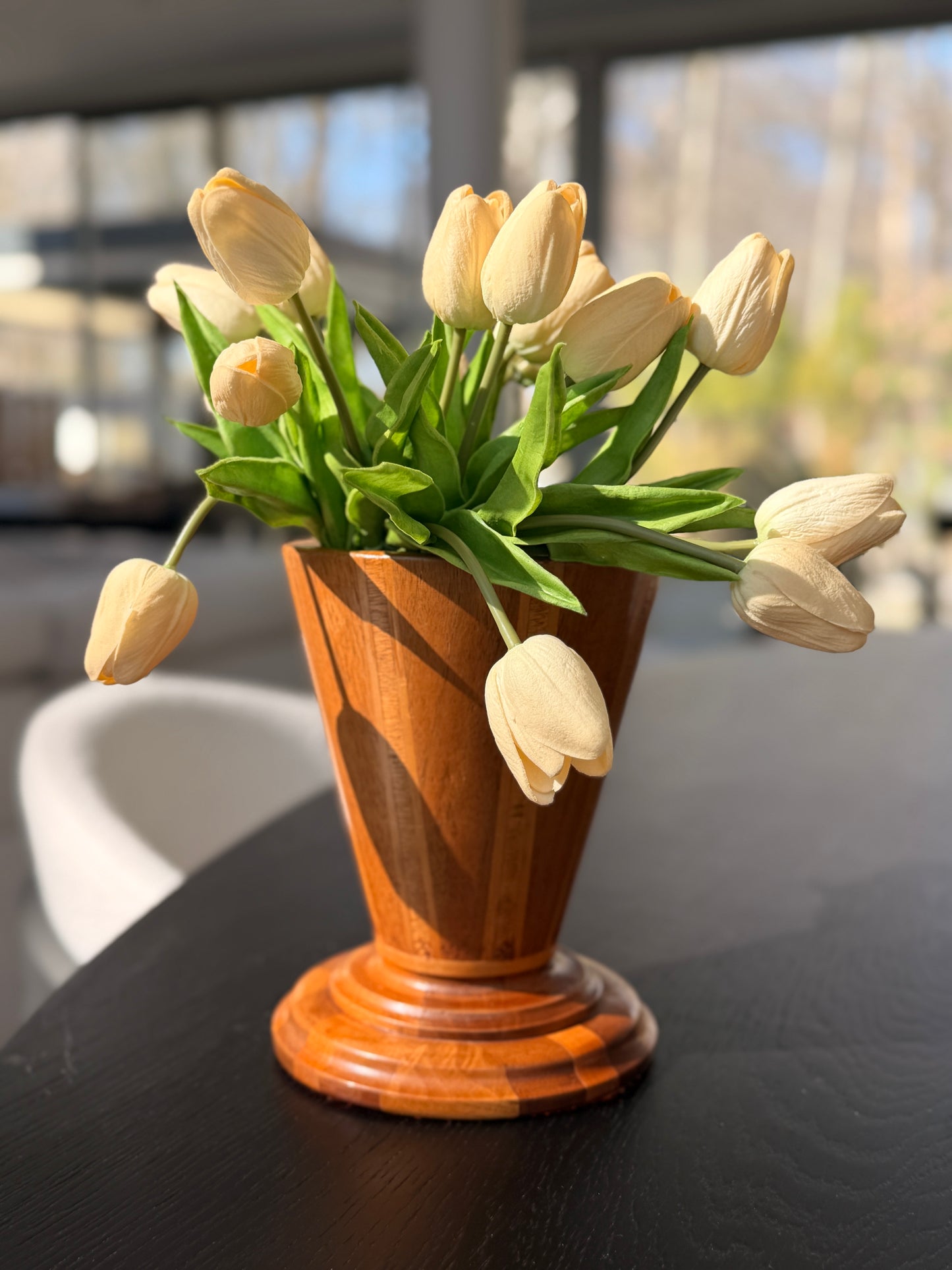 Vintage segmented wood vase.