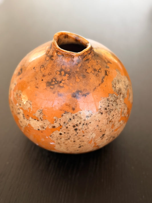 Small Studio Raku Style Pottery Vase