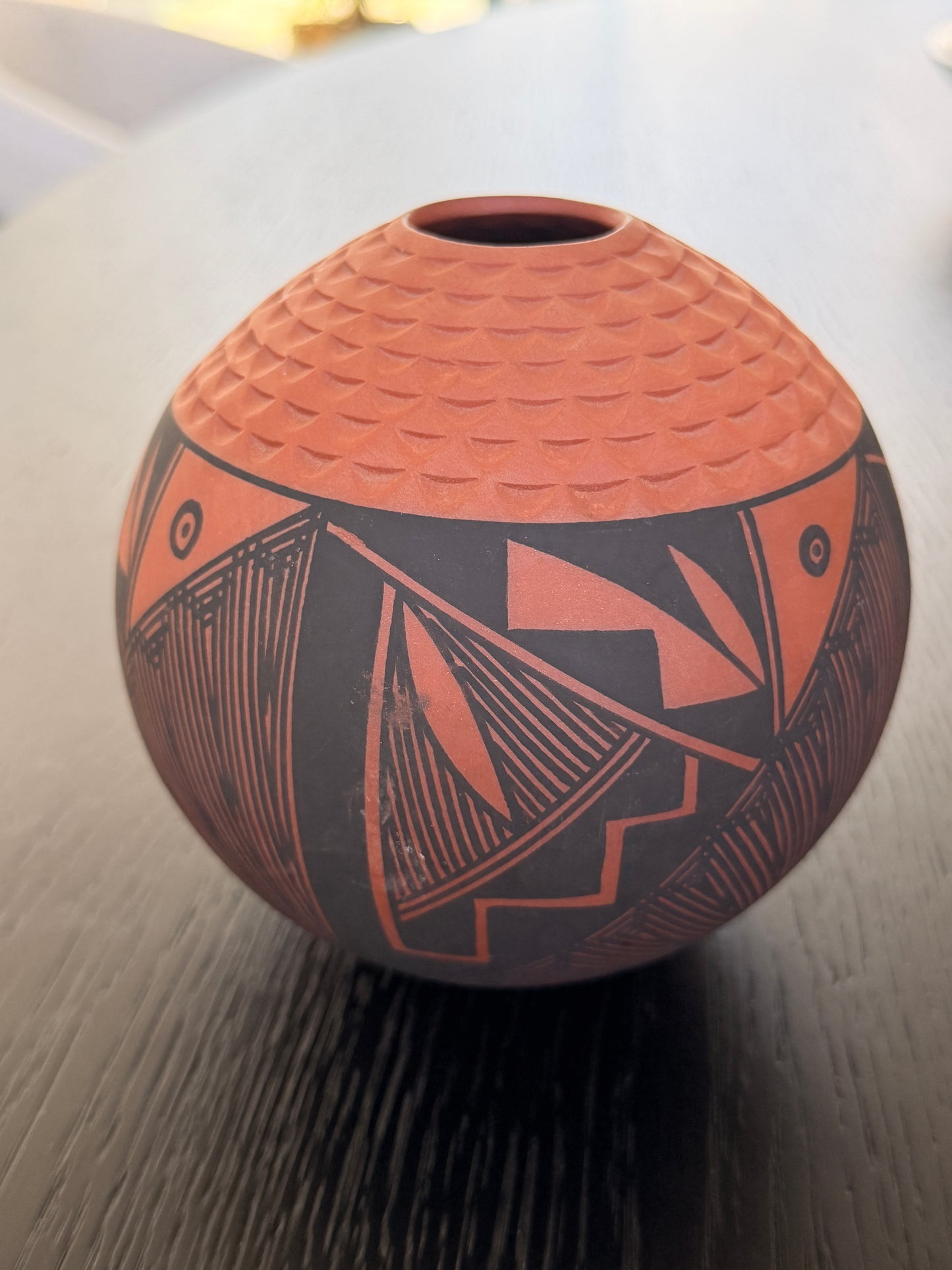 Handcrafted & Signed Acoma Pueblo Red Clay Southwestern Style Seed Pot Vase